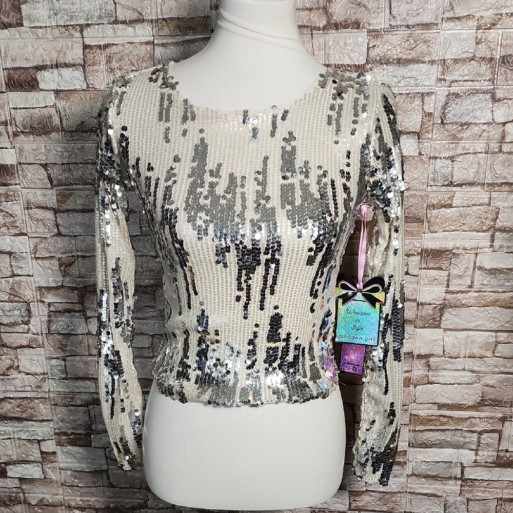 Madden Girl Sequin Long Sleeve Top Brand New